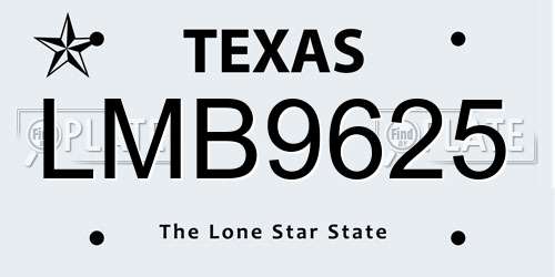 LMB9625 Texas License Plate