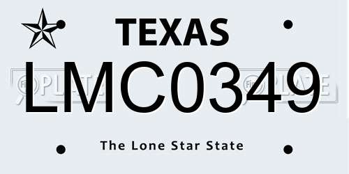 LMC0349 Texas License Plate