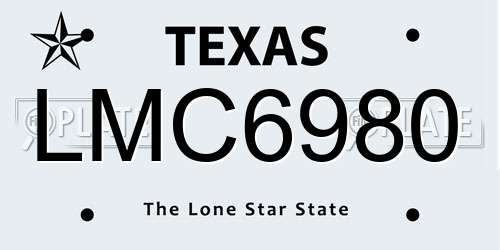 LMC6980 Texas License Plate