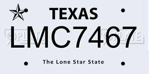 LMC7467 Texas License Plate