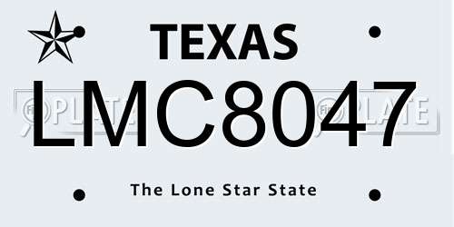 LMC8047 Texas License Plate
