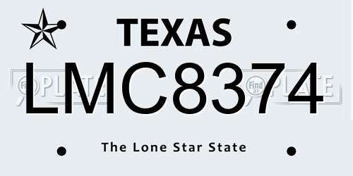LMC8374 Texas License Plate