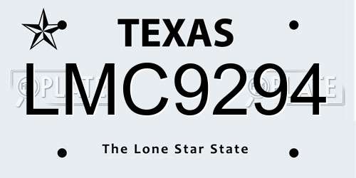 LMC9294 Texas License Plate