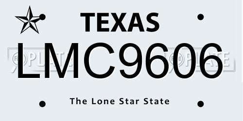 LMC9606 Texas License Plate