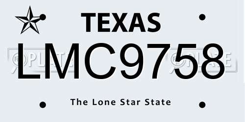 LMC9758 Texas License Plate