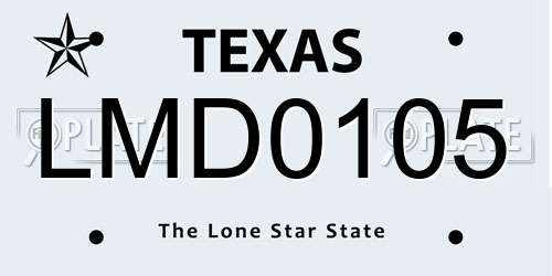 LMD0105 Texas License Plate