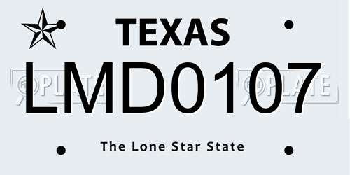 LMD0107 Texas License Plate