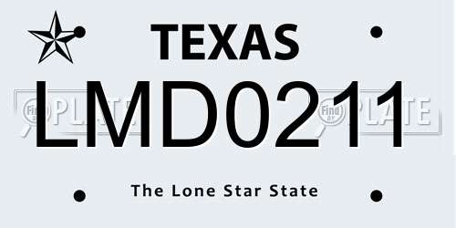 LMD0211 Texas License Plate