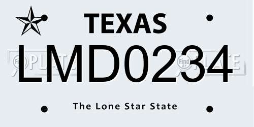 LMD0234 Texas License Plate