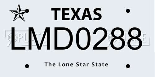 LMD0288 Texas License Plate