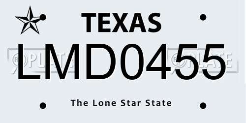 LMD0455 Texas License Plate