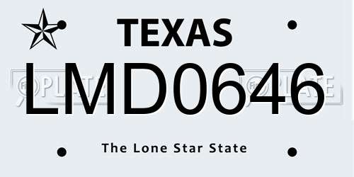 LMD0646 Texas License Plate