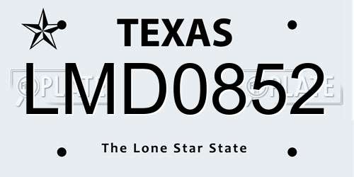LMD0852 Texas License Plate