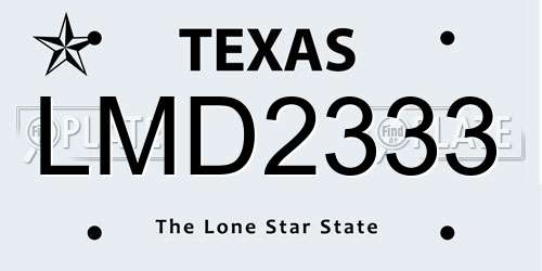 LMD2333 Texas License Plate