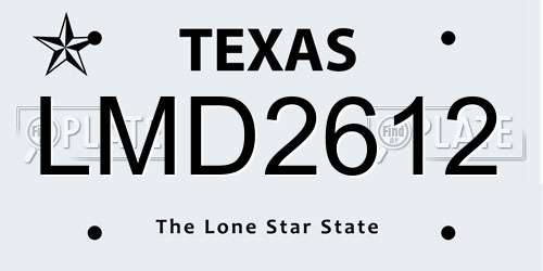 LMD2612 Texas License Plate