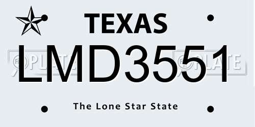 LMD3551 Texas License Plate