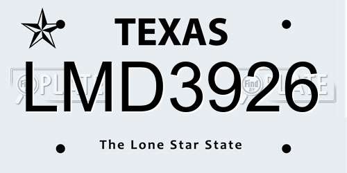 LMD3926 Texas License Plate