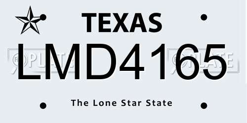 LMD4165 Texas License Plate