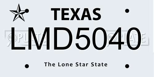 LMD5040 Texas License Plate
