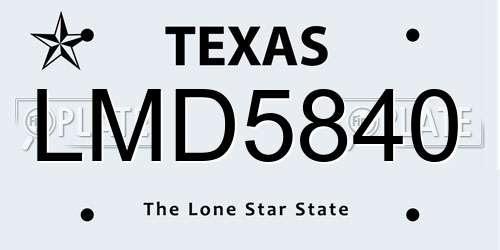 LMD5840 Texas License Plate