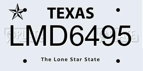 LMD6495 Texas License Plate