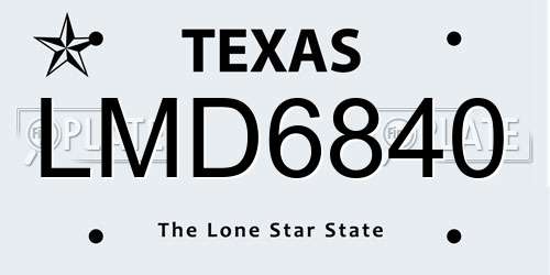 LMD6840 Texas License Plate
