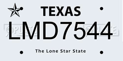 LMD7544 Texas License Plate