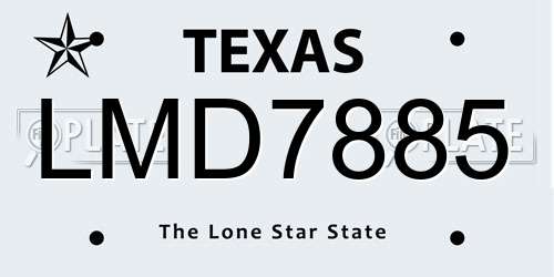 LMD7885 Texas License Plate