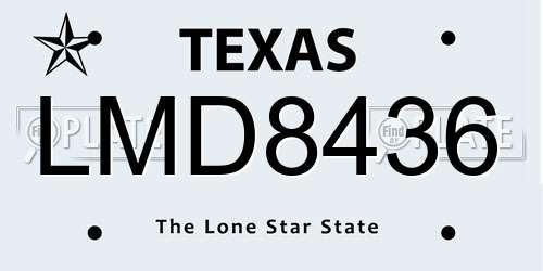 LMD8436 Texas License Plate