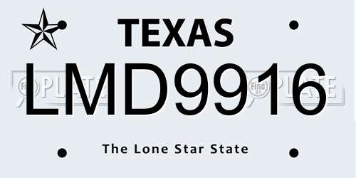 LMD9916 Texas License Plate