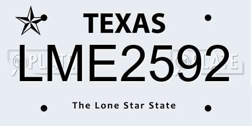 LME2592 Texas License Plate