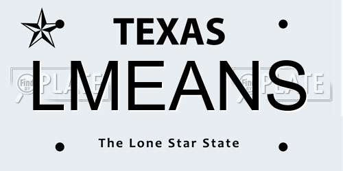 LMEANS Texas License Plate