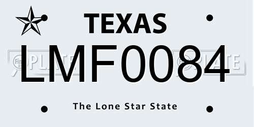 LMF0084 Texas License Plate