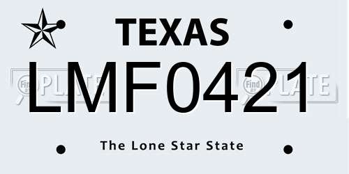 LMF0421 Texas License Plate