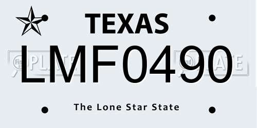LMF0490 Texas License Plate