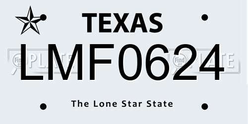 LMF0624 Texas License Plate