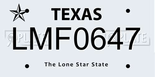 LMF0647 Texas License Plate