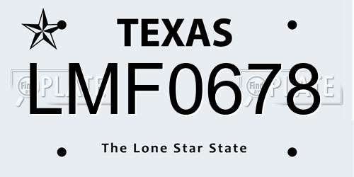 LMF0678 Texas License Plate