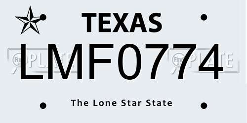 LMF0774 Texas License Plate