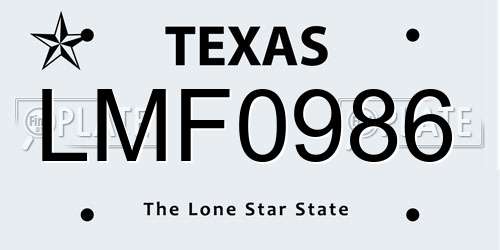LMF0986 Texas License Plate