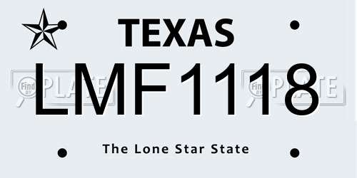 LMF1118 Texas License Plate