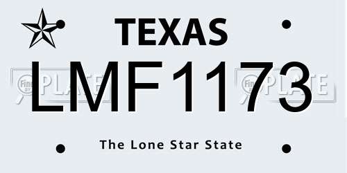LMF1173 Texas License Plate