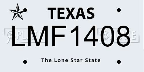 LMF1408 Texas License Plate