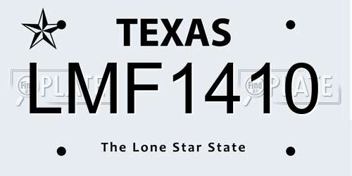 LMF1410 Texas License Plate