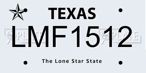LMF1512 Texas License Plate