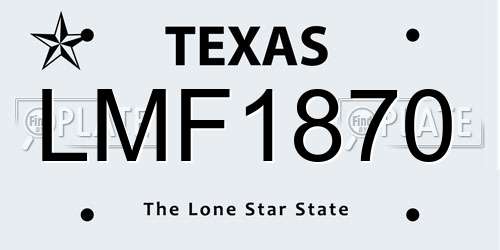 LMF1870 Texas License Plate