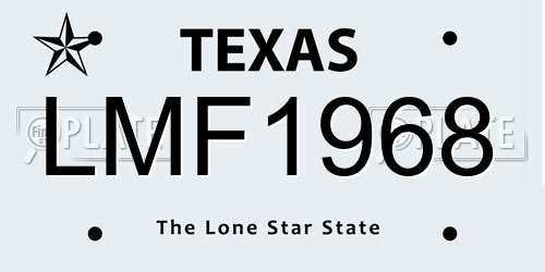 LMF1968 Texas License Plate