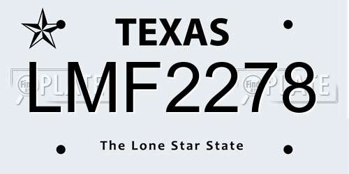 LMF2278 Texas License Plate