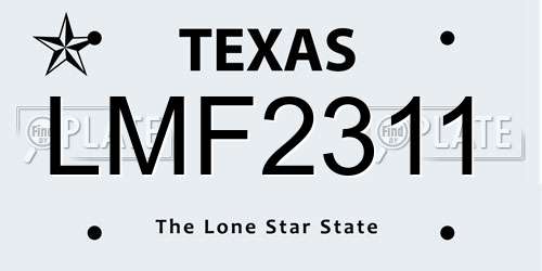 LMF2311 Texas License Plate