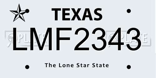 LMF2343 Texas License Plate